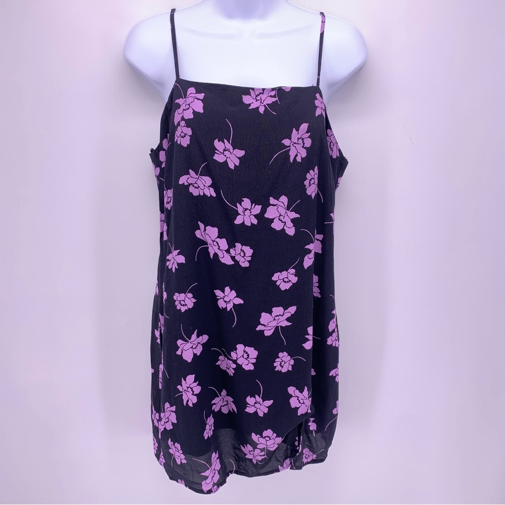 Pull & Bear Black Floral Mini Dress Size Large